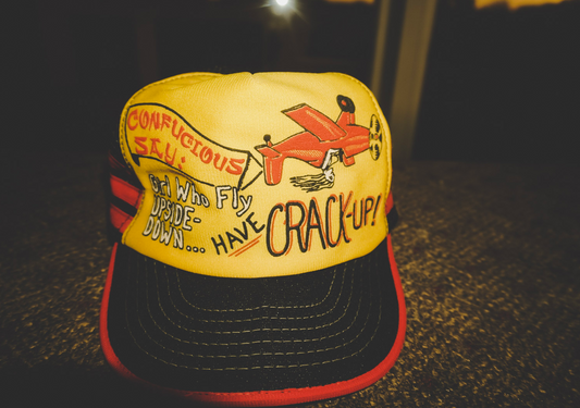 1980's trucker 3-stripe hat "Confucious say..."